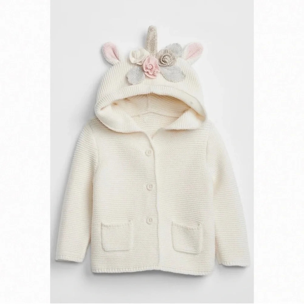 BABY GAP/BABY BRANNAN  Unicorn Ivory Knit Sweater‎ Size 3-6 months